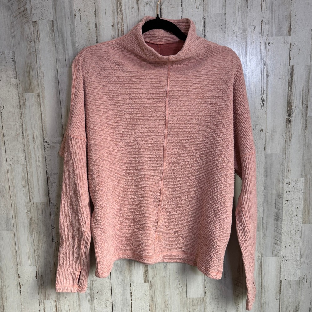 READ SIZE Lululemon Sweater Along the Way Mock Neck Long Sleeve Pink Peach Gym